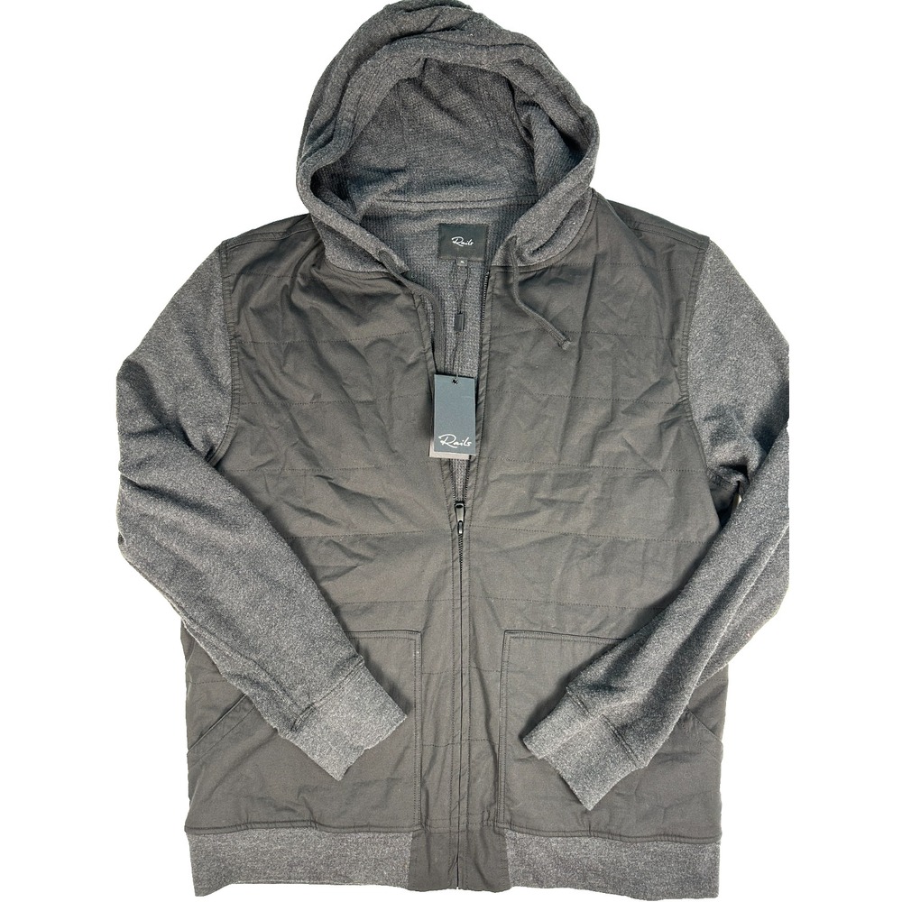 Rails Men's XL Quilted Zip Hoodie Jacket Charcoal Gray NWT Lightweight